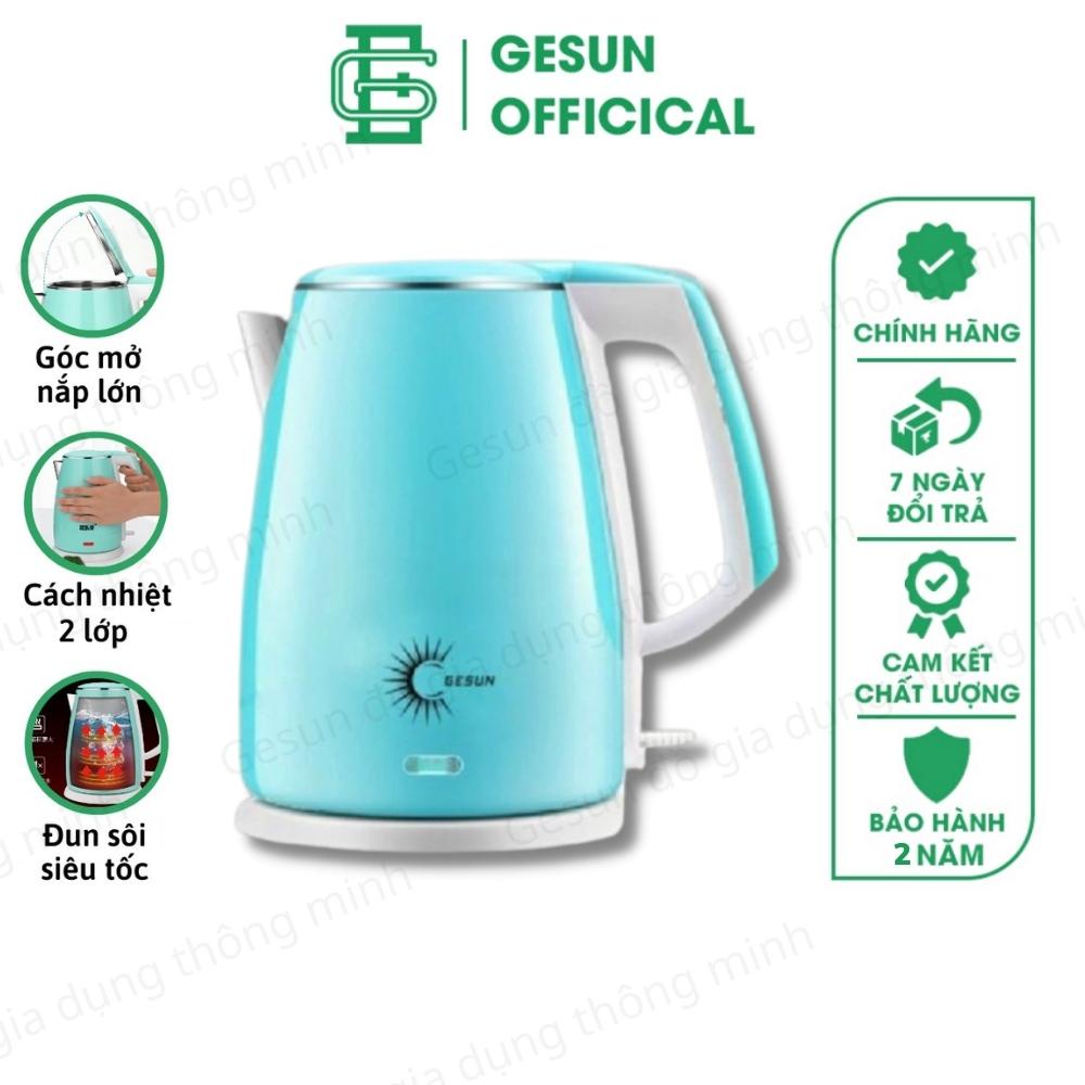 Ấm đun siêu tốc Gesun 558 1.8L, bình đun nước điện hai lớp cách nhiệt, bảo hành 2 năm