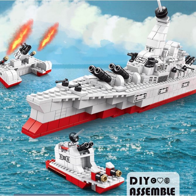 Bộ Đồ Chơi Xếp Hình, Lắp Ghép 1000 Chi Tiết- 6 Trong 1: Xe Cảnh Sát, Xe Cứu Hỏa, Xe Cứu Thương, Xe Xây Dựng, Tàu Sân Bay