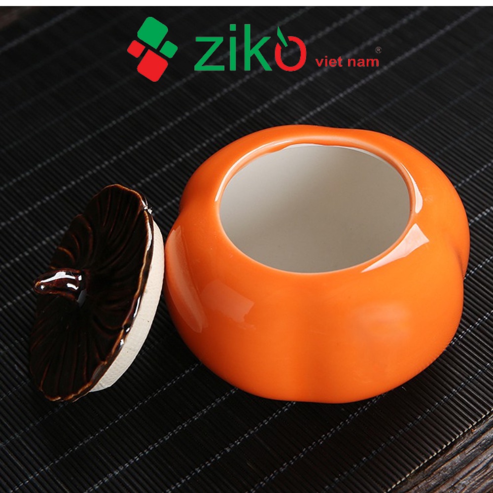 Hũ đựng trà gốm sứ hình quả hồng decor