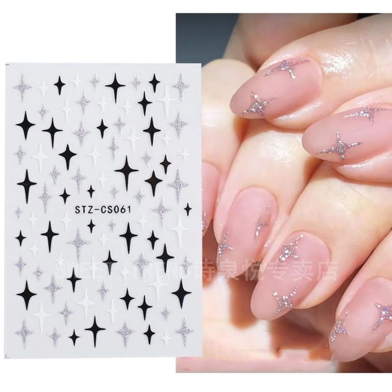 Miếng dán trang trí móng tay STZPRONAIL hình ngôi sao / trái tim / dải ngân hà lấp lánh xinh xắn