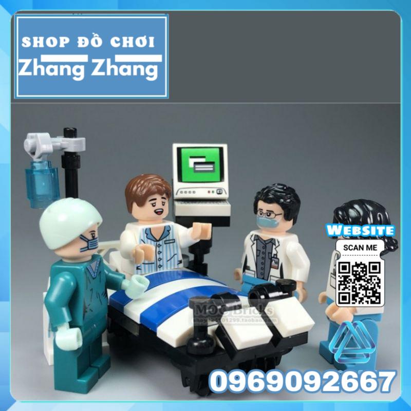Đồ chơi Xếp hình Hospital bệnh viện bác sĩ điều dưỡng bệnh nhân Dortor chiến sĩ áo trắng chống Covid Minifigures No.8006