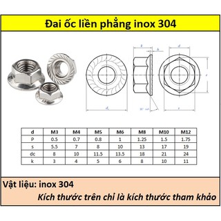 Đai ốc liền phẳng inox 304 (M3-M8)