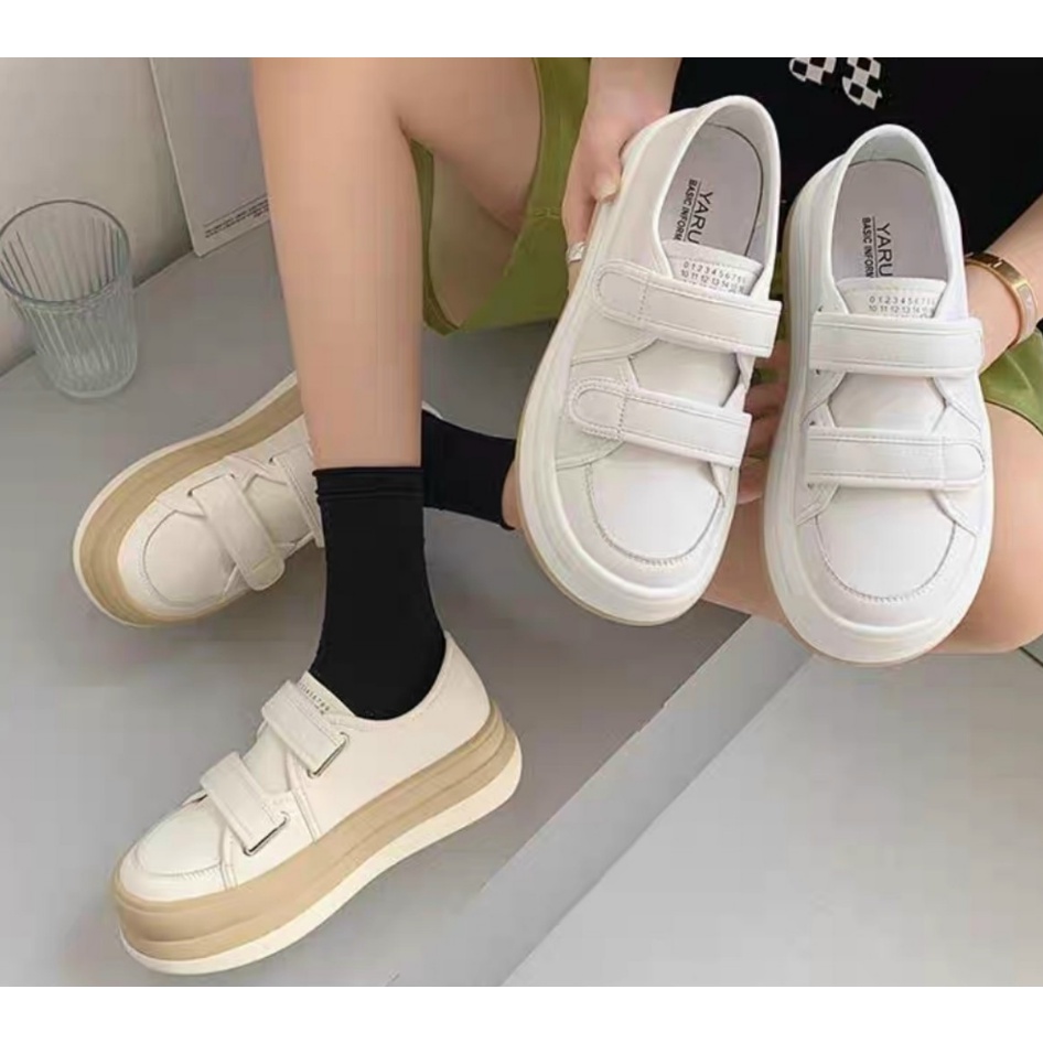 Giày thể thao lười QUAI DÁN tiện lợi thời trang hai màu Trắng,kem