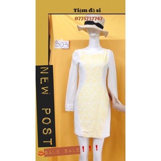 Đầm ôm body tay dài vàng trắng size S.S03