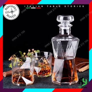 Bộ bình thủy tinh đựng rư ợu và 6 ly rock CASSIOPEA cao cấp - Bormioli Rocco