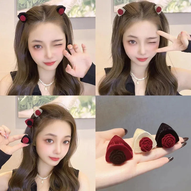 Kẹp Tóc Hình Tai Mèo Dễ Thương Phong Cách Vintage