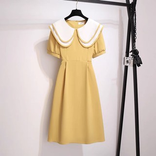 Đầm xòe tay phồng nhẹ cổ bâu tròn phong cách hàn quốc ( thời trang vickyy.g - anitagreen ) NQ1122