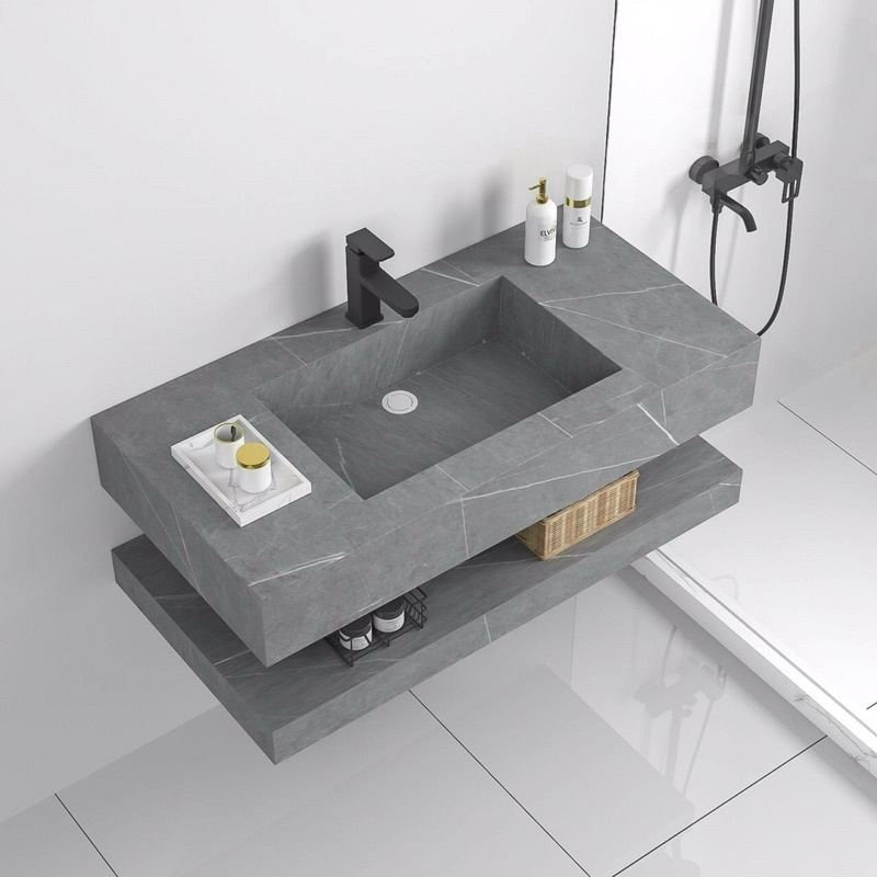 (Mẫu mới 2023)🌺🌺Bàn lavabo âm 2 tầng liền khối🌾🌾Bàn đá chống xước