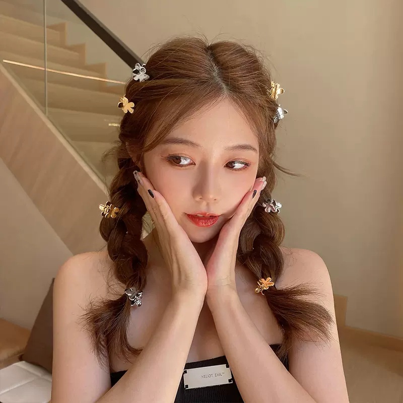 Kẹp Tóc Càng Cua Mini Hình Hoa / Trái Tim Phối Nơ Thời Trang Cho Nữ