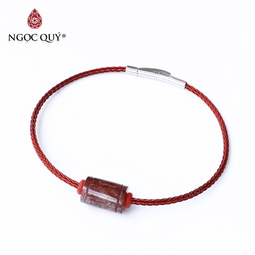 Vòng tay dây thép lu thống đá TA tóc đỏ - Ngọc Quý