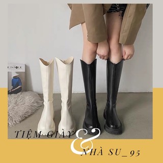 Bốt đùi bệt cổ V đế răng cưa, bốt nữ thời trang siu hot
