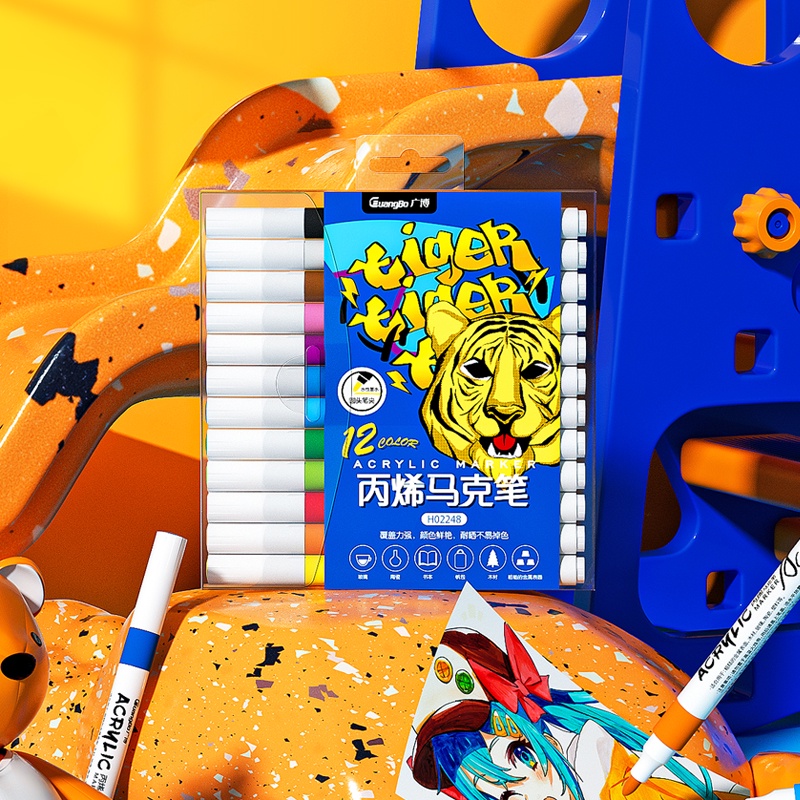 (12 Màu ) Bút Acrylic Marker Có Thể Vẽ Lên Nhiều Chất Liệu GUBH02248