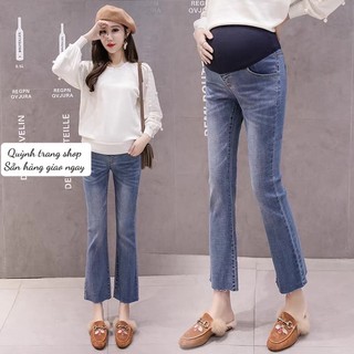 quần bầu denim ống loe dáng dài (sẵn hàng )