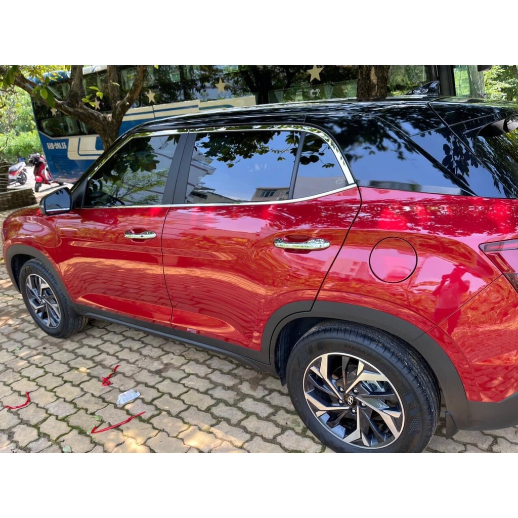 Viền cong kính nẹp chân kính Inox Hyundai Creta 2021 2022 2023 Chất Liệu Inox Sáng Bóng, Trang trí viền kính cửa xe
