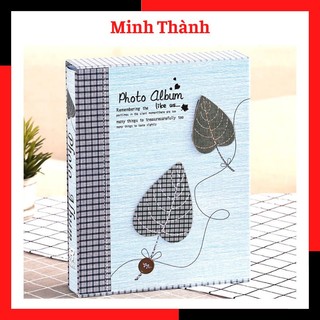 Album ảnh 13x18 3D cao cấp bỏ được 200 ảnh màu xanh kẻ