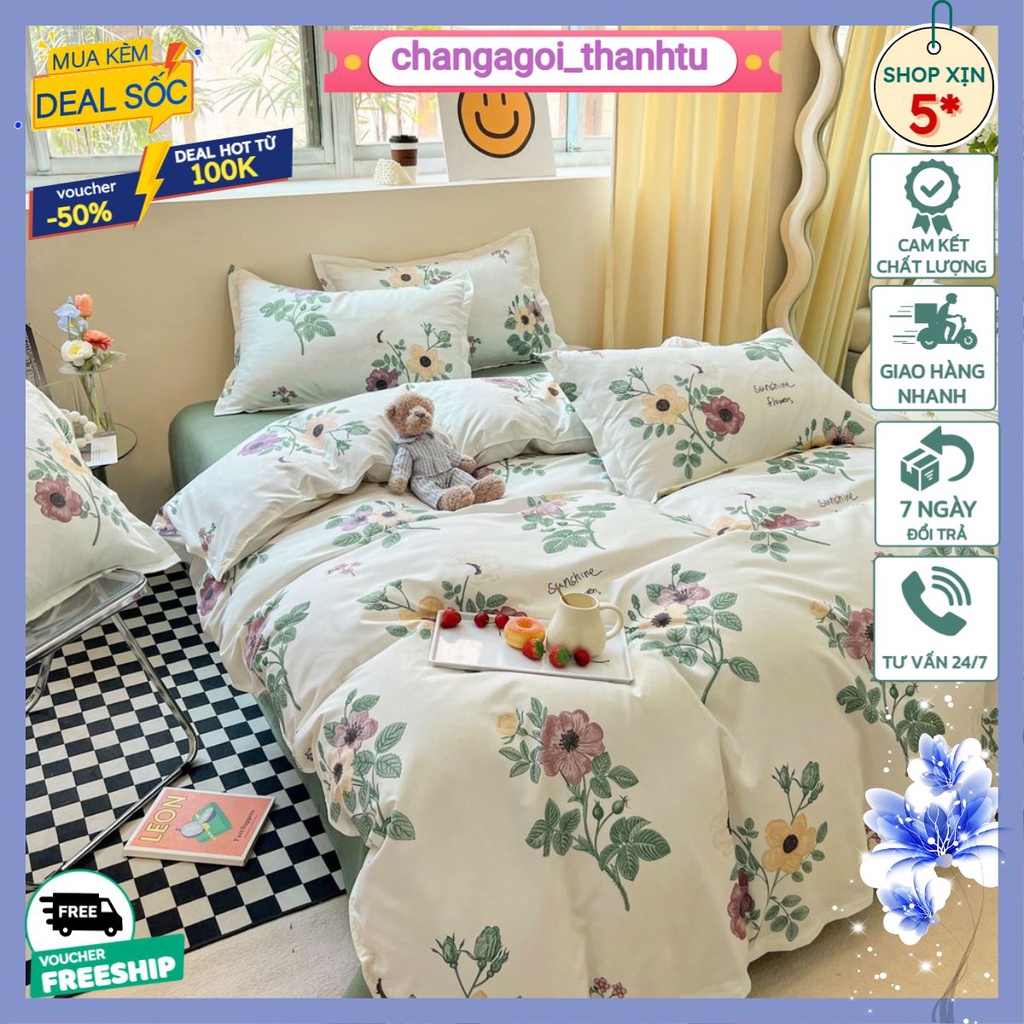 Ga Giường Cotton Poly 1m2 1m6 1m8 Drap Giường Bốn Mùa Nhiều Lựa Chọn,Bo Chun Miễn Phí, mẫu hoa tím 3d