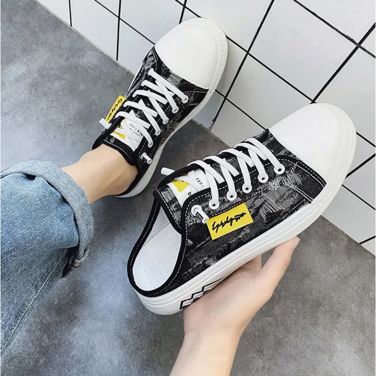 Giày lười vải canvas thoáng khí không gót thời trang mùa hè cho nam