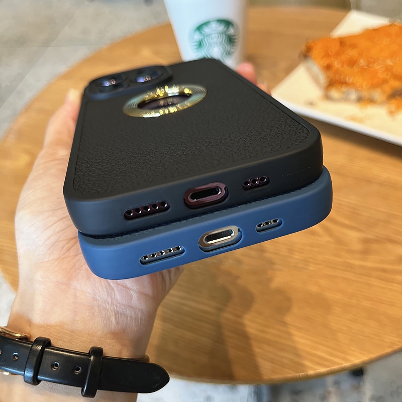 Ốp Điện Thoại Da Viền Silicon Dẻo Thiết Kế Đơn Giản Sang Trọng Chống Sốc / Rơi Cho iPhone 14 13 12 11 Pro Max