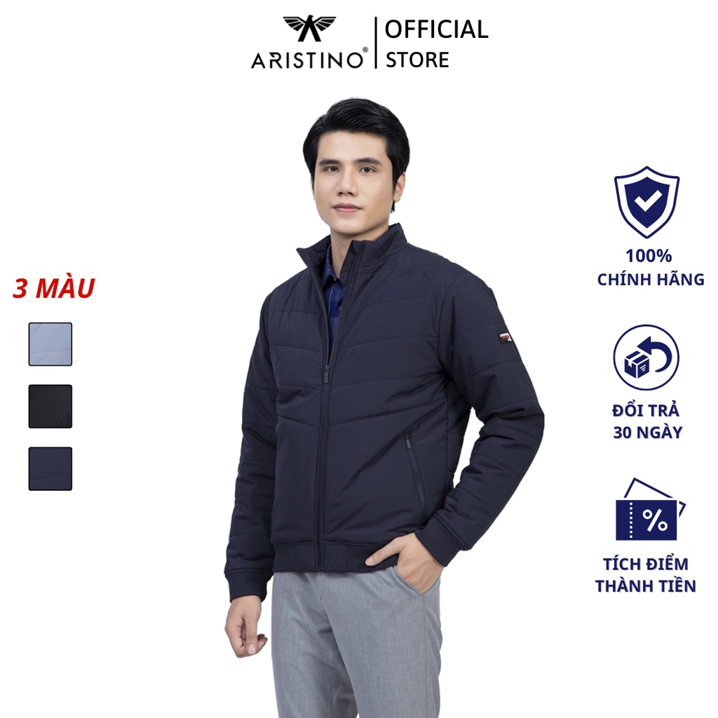 Áo khoác gió chần bông ARISTINO thiết kế cổ dựng nam tính, chất liệu bền màu, giữ ấm tuyệt đối - AJK026W1