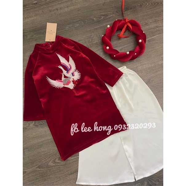 Áo dài nhung thêu Hạc