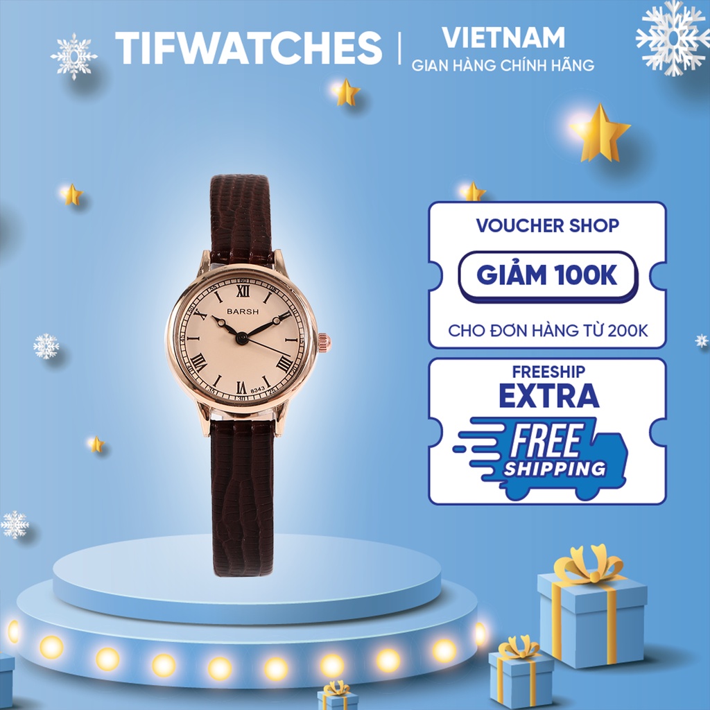 Đồng hồ thời trang vintage BAILEY Tif Watches mặt nhỏ dây da mềm ôm tay phong cách Hàn Quốc màu nâu gold