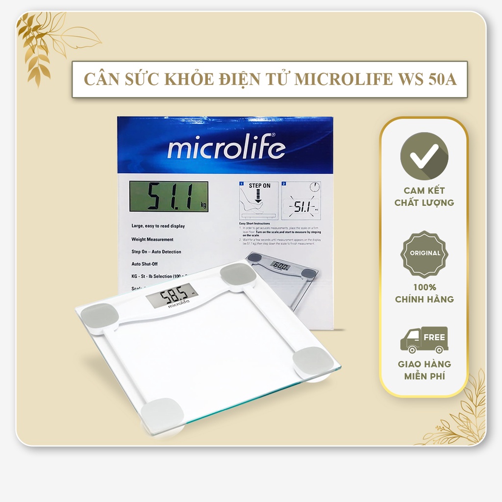 Cân điện tử Microlife WS 50A | Bảo Hành 12 tháng - Hàng Chính Hãng Thụy Sĩ