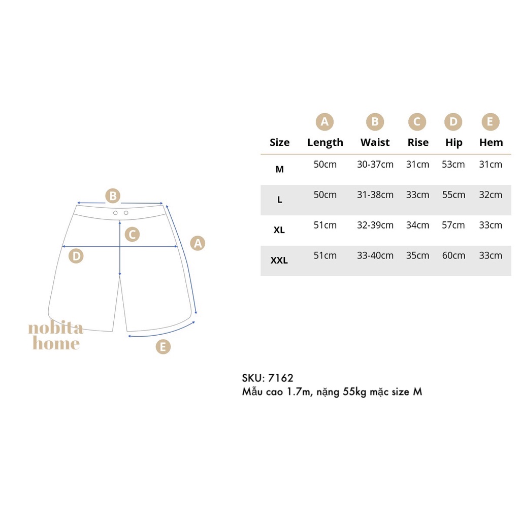 NOBITA HOME - Quần shorts thun tăm lưng chun 7162
