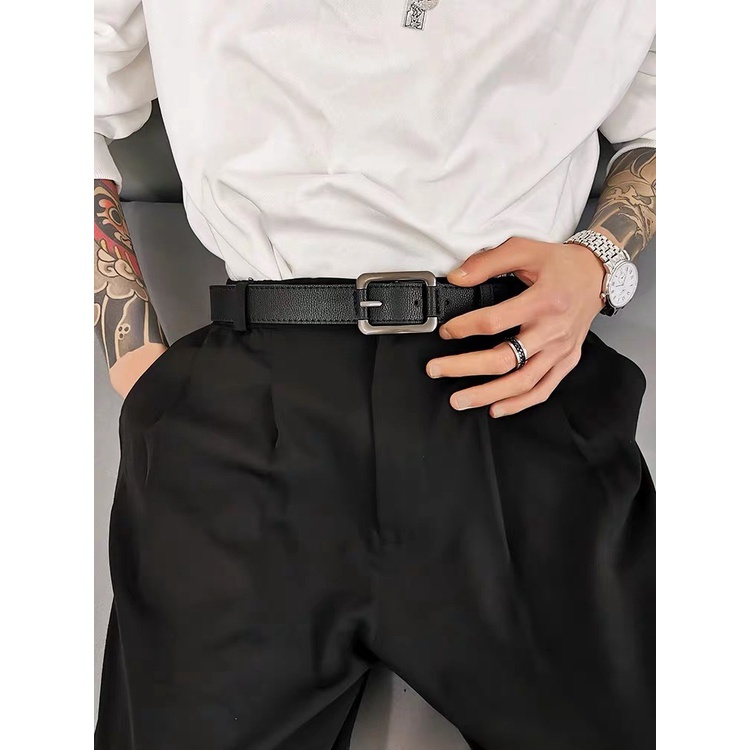 Thắt Lưng Nam Nữ DG Mặt Vuông  Màu Đen Đẹp Cao Cấp - Dây Lưng Nam Nữ Unisex Mặt Kim Loại  Da PU Hàn Quốc - DG