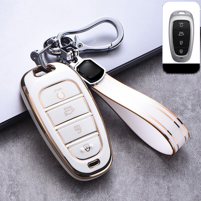 Vỏ Bảo Vệ Chìa Khóa Xe Hơi Hyundai Santafe 2021 Santafe2022 Tucson 2022 2023 Bằng Hợp Kim Sợi carbon