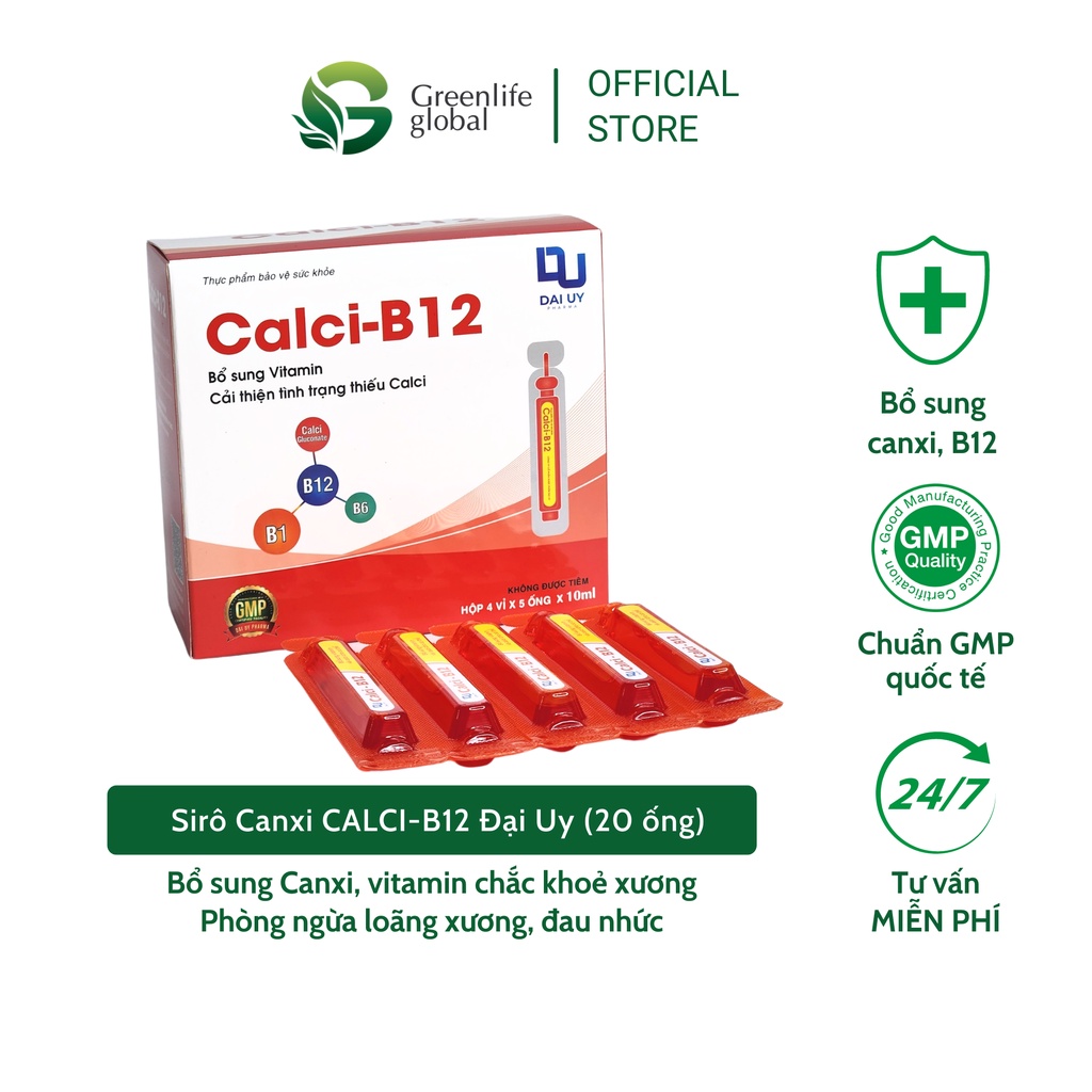 Siro canxi ống Đại Uy Canxi B12 (Hộp 20 ống)