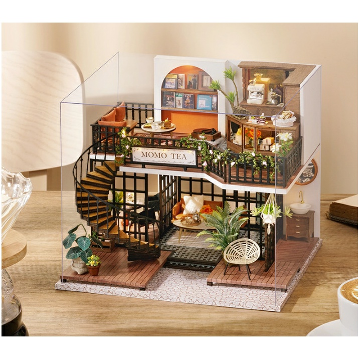Mô hình nhà gỗ DIY Tiệm trà Momo
