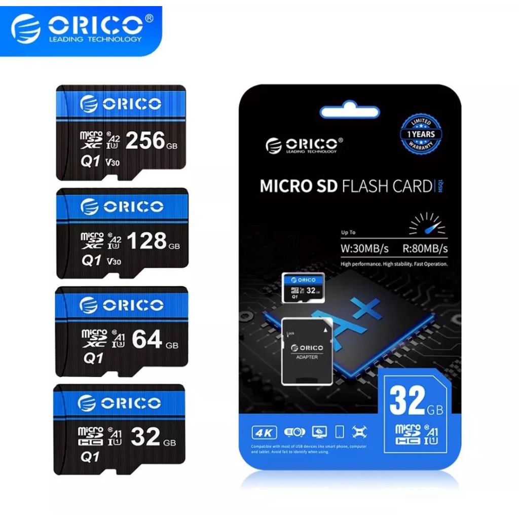 Thẻ Nhớ Micro SD ORICO MSQ1 Tốc Độ Cao 80MB/S Dung Lượng 256GB/128GB/64GB/32GB/16GB/8GB - Hàng Chính Hãng