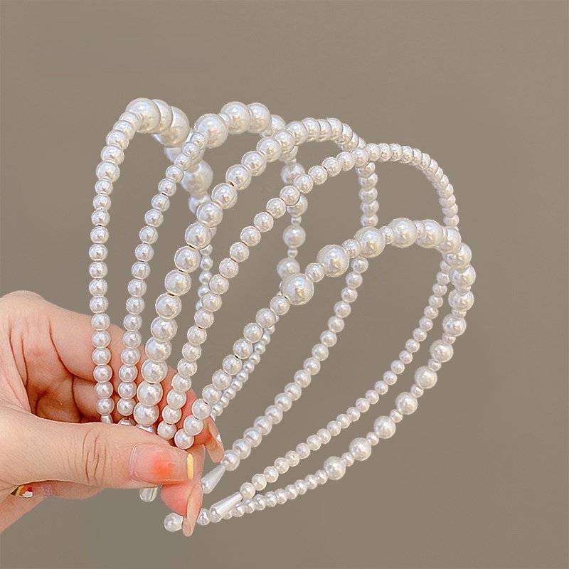 Băng Đô Cài Tóc Đính Ngọc Trai Nhân Tạo Sang Trọng Cho Nữ