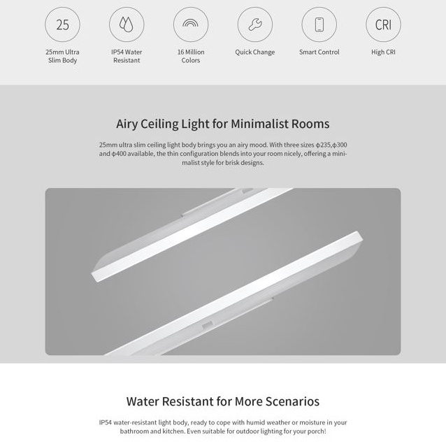 Đèn trần thông minh siêu mỏng Yeelight 235C đèn trần 16 triệu màu, điều khiển qua app, tương thích Google, Homekit