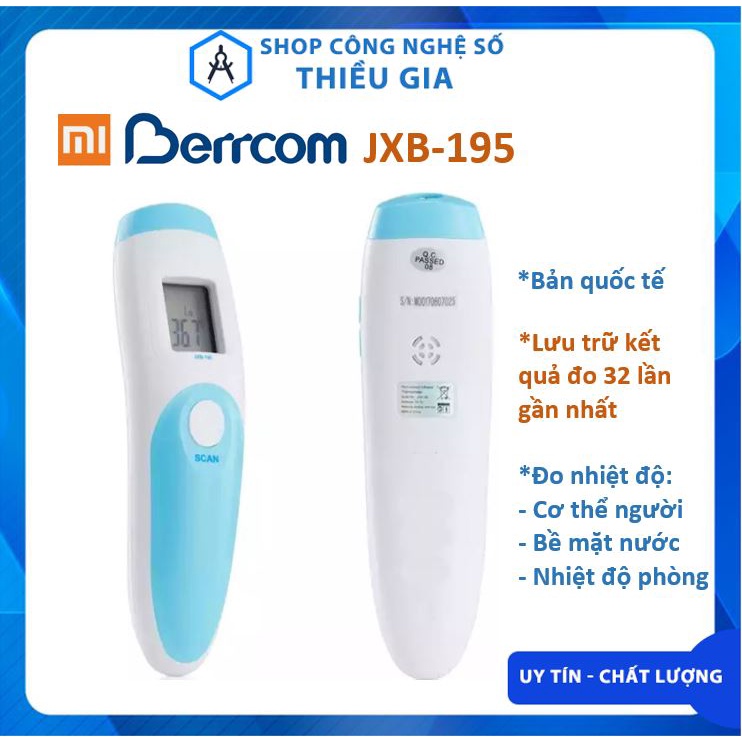 Nhiệt kế thông minh Xiaomi Berrcom JXB-195 chính hãng, bản quốc tế, độ chính xác cao, đo nhiệt độ người, nước sữa, phòng