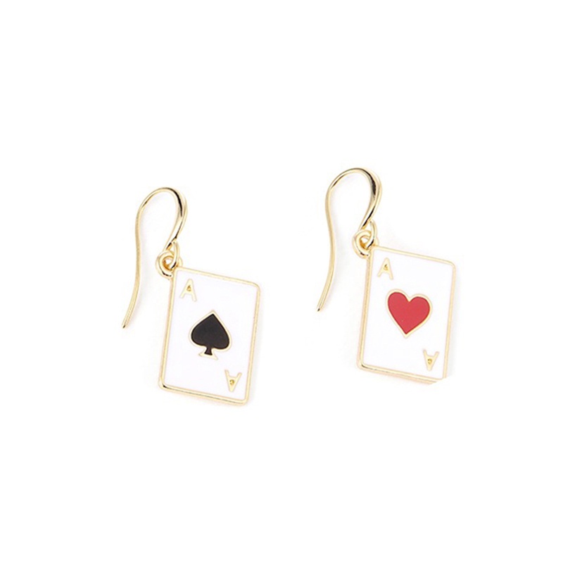 Bông Tai Mạ Vàng Hình Lá Bài Poker Độc Đáo Thời Trang