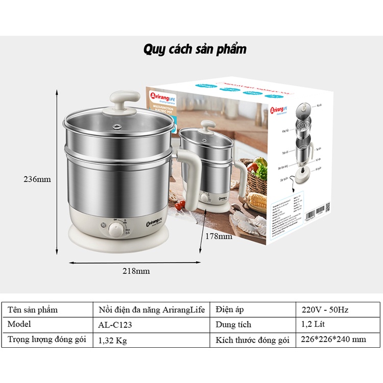 NỒI ĐIỆN ĐA NĂNG ARIRANG LIFE AL-C123