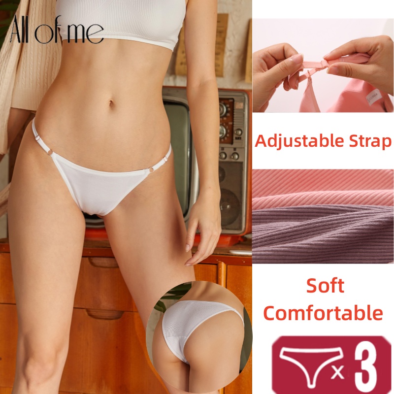 Allofme Bộ 3 Quần Lót Cotton Nữ Màu Sắc Thời Trang