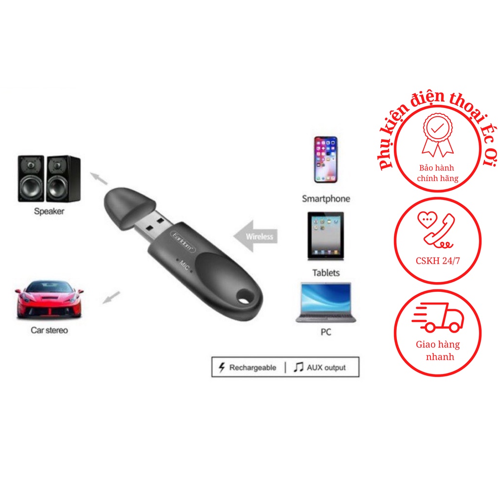 USB Thu Bluetooth 5.0 có hỗ trợ MIC đàm thoạt Earldom M40