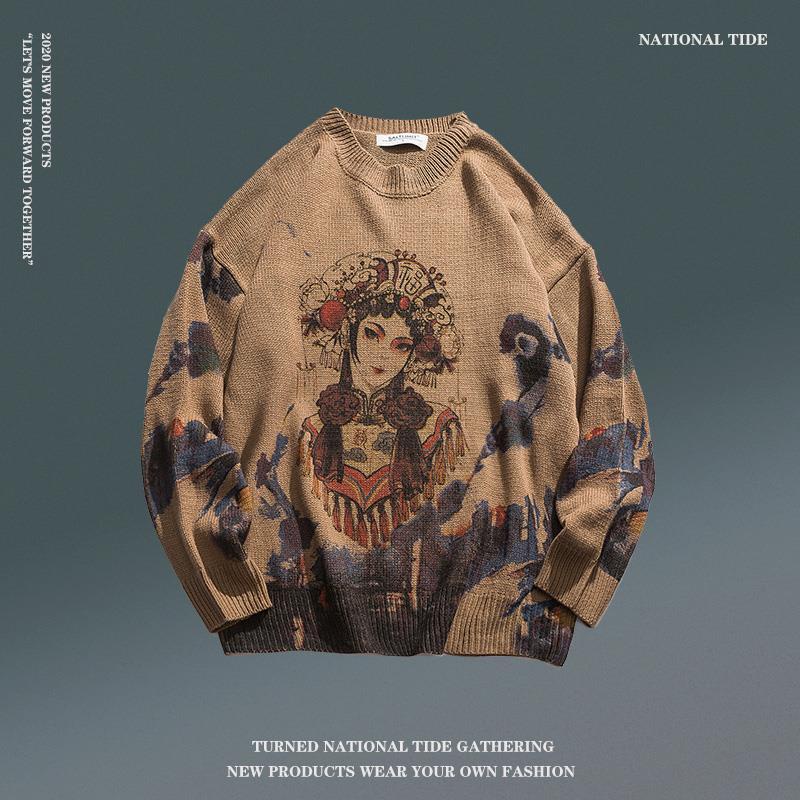 Áo Sweater Cổ Tròn Phong Cách Trung Hoa Độc Đáo Thời Trang Thu Đông Cho Nam