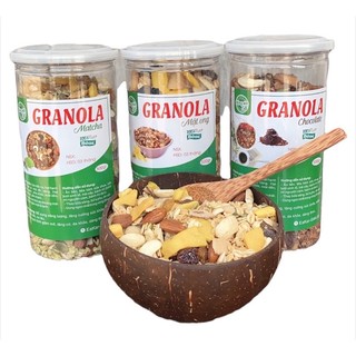 Hộp 500 gram ngũ cốc granola 3 vị ăn kiêng giảm cân, eatclean, ăn vặt mẹ bầu