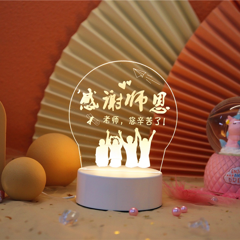 Bảng Ghi Chú Bằng Acrylic Có Đèn LED Và Cổng Sạc USB Cho Phòng Ngủ Trẻ Em