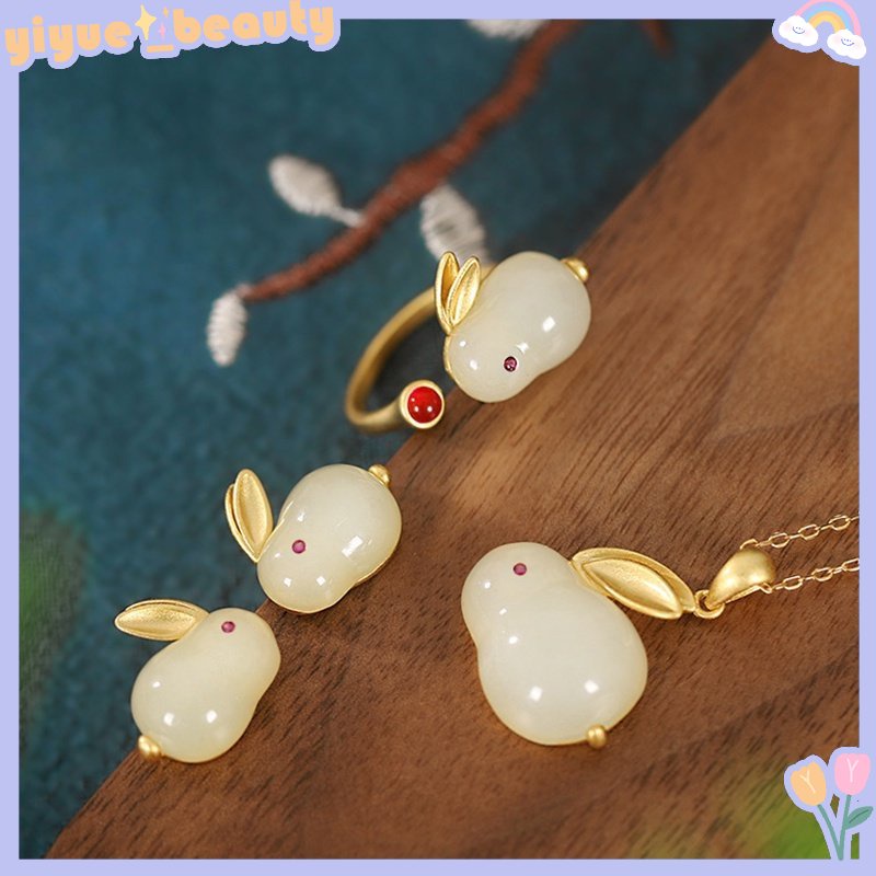Set Nhẫn Và Vòng cổ Mặt Hình Thỏ Dễ Thương