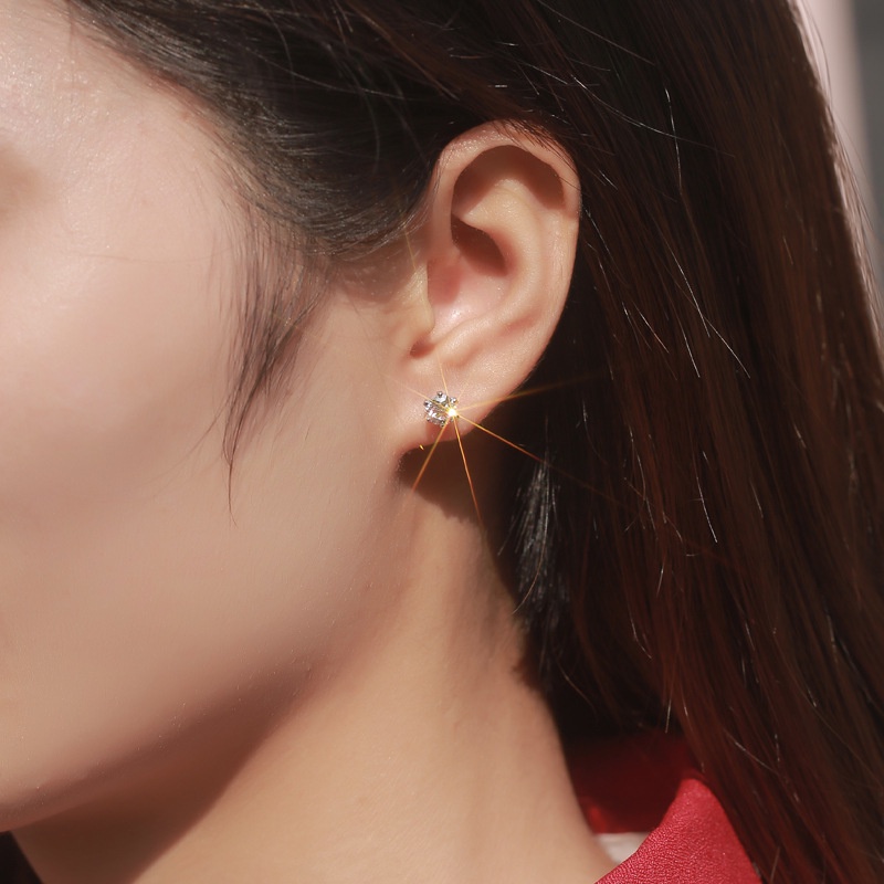 Kim Cương Nhân Tạo Moissanite Bông tai nữ S925 bạc  0,5 + 0,5 /1 +1 carat D màu Mosanshi có thể kiểm tra bút khoan với giấy chứng nhận bông tai