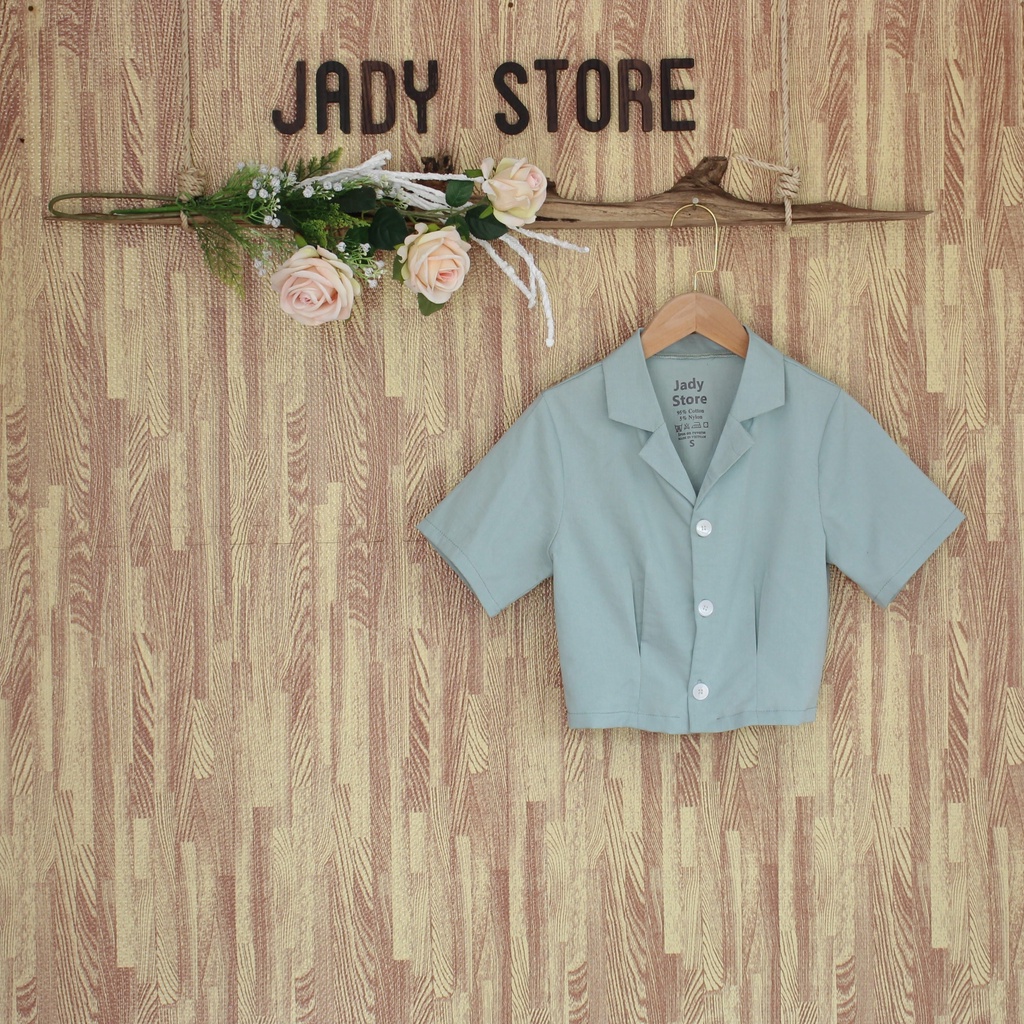 Áo croptop cổ vest xếp ly eo , áo sơ mi ngắn tay mặc đi chơi, đi học, đi làm, du lịch AC02