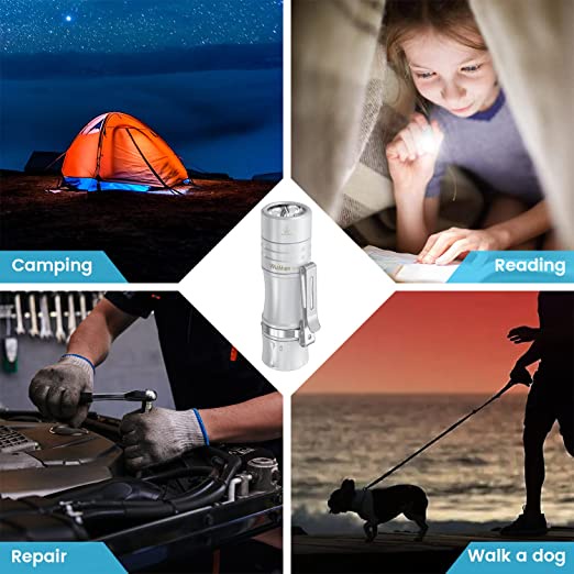 Đèn pin WURKKOS TS10 14500 EDC kích thước nhỏ 3 * 90 CRI và Aux màu trắng bạc phiên bản giới hạn 2.0