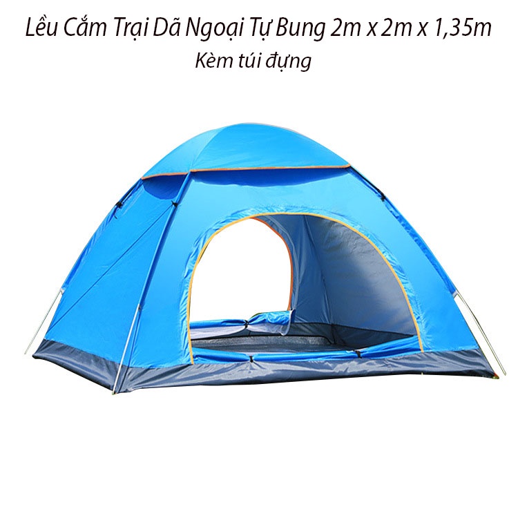 Lều Tự Bung - Lều Du Lịch Cắm Trại Dã Ngoại 2 Cửa Lưới Chống Muỗi Đối Xứng Thông Thoáng Kích Thước 2m x 2m