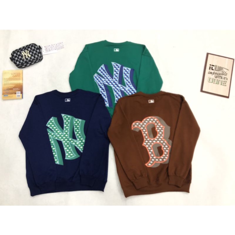 Áo nỉ da cá tay dài mlb