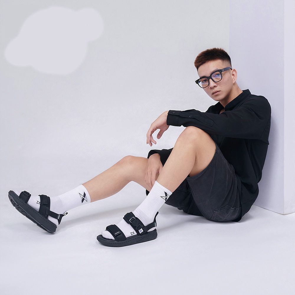 Giày xăng - đan nam nữ ZX 2714 Bubble D All Black quai ngang