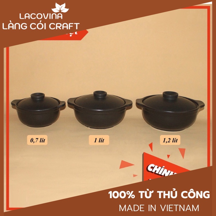 Nồi đất cao cấp Nodacook nấu cơm - kho cá - nấu cháo - nấu mỳ rất ngon (Làng Cói Craft - Made in Việt Nam phân phối)